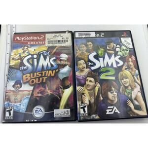 PlayStation 2 PS2 Video Game Bundle The Sims 2 & The Sims Bustin Out Tested